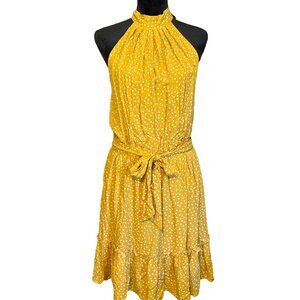 💖BTBFM Yellow Polka Dot Ruffle Dress S